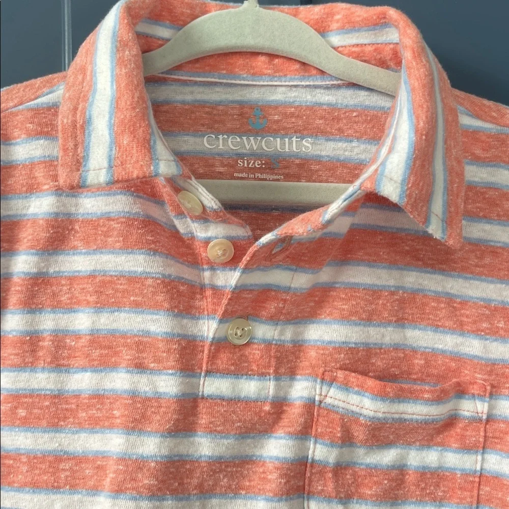 Crewcuts Vibrant Orange and White Striped Polo